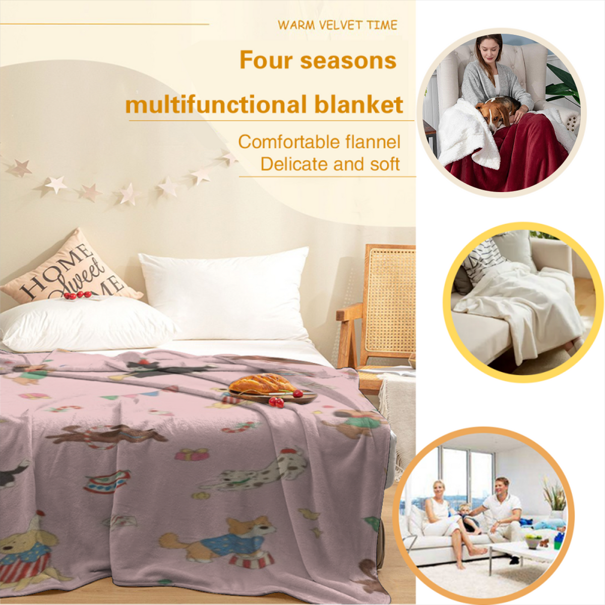 Prairie Fern Pastel Multicolor Art Decorative Flannel Blanket