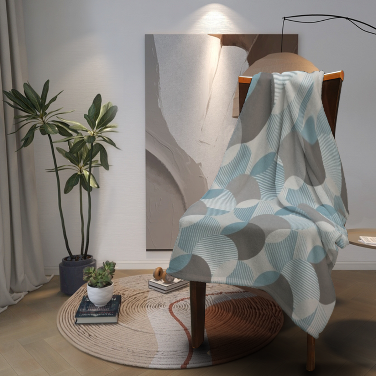 Opaline & Whisper Playful Graphic Plush Flannel Throw