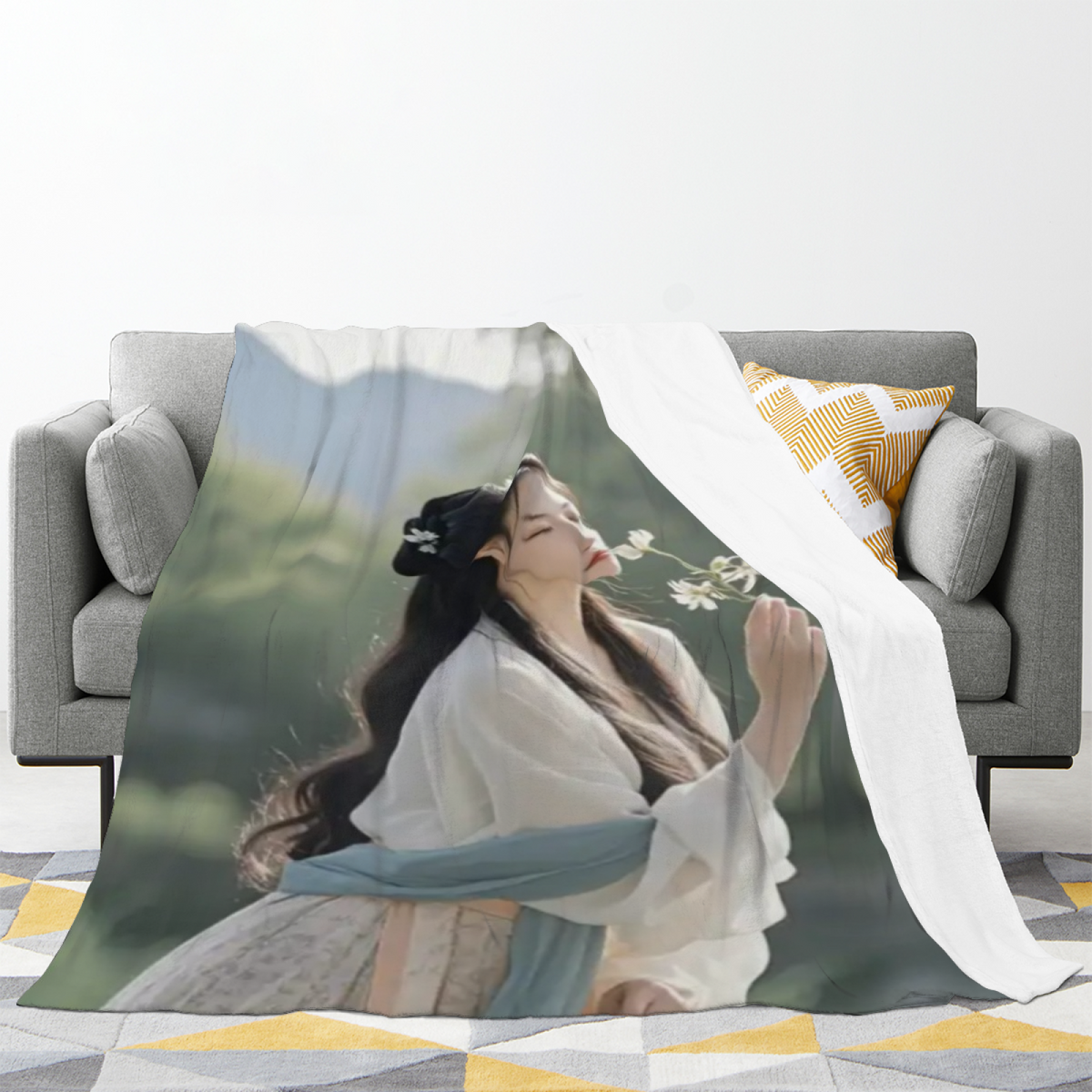 Earthy Neutral Seaside Fable Lightweight Flannel Throw ¨C Contemporary Pattern