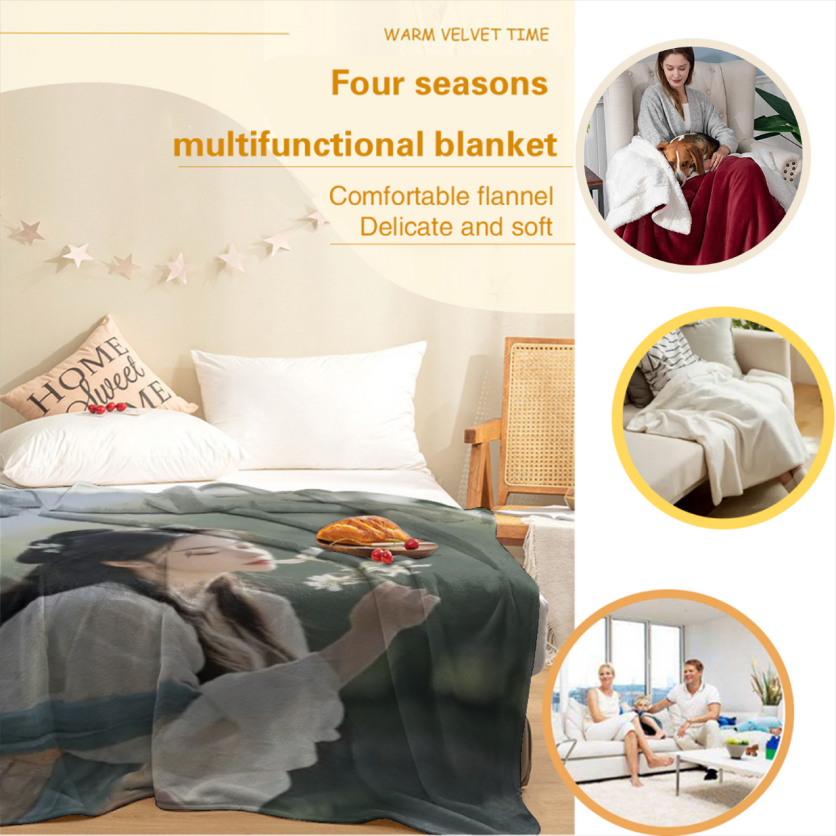 Earthy Neutral Seaside Fable Lightweight Flannel Throw ¨C Contemporary Pattern