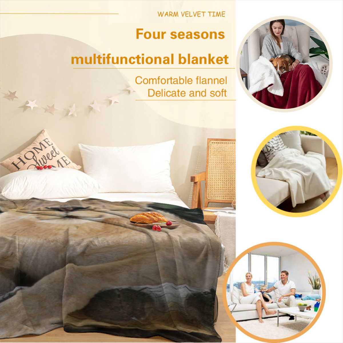 Earthy Multicolor Coral Garden Flannel Throw Blanket