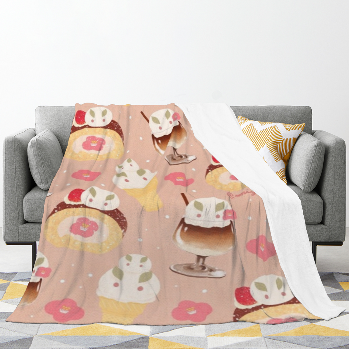Pebble Mosaic Pastel Multicolor Art Flannel Throw Blanket