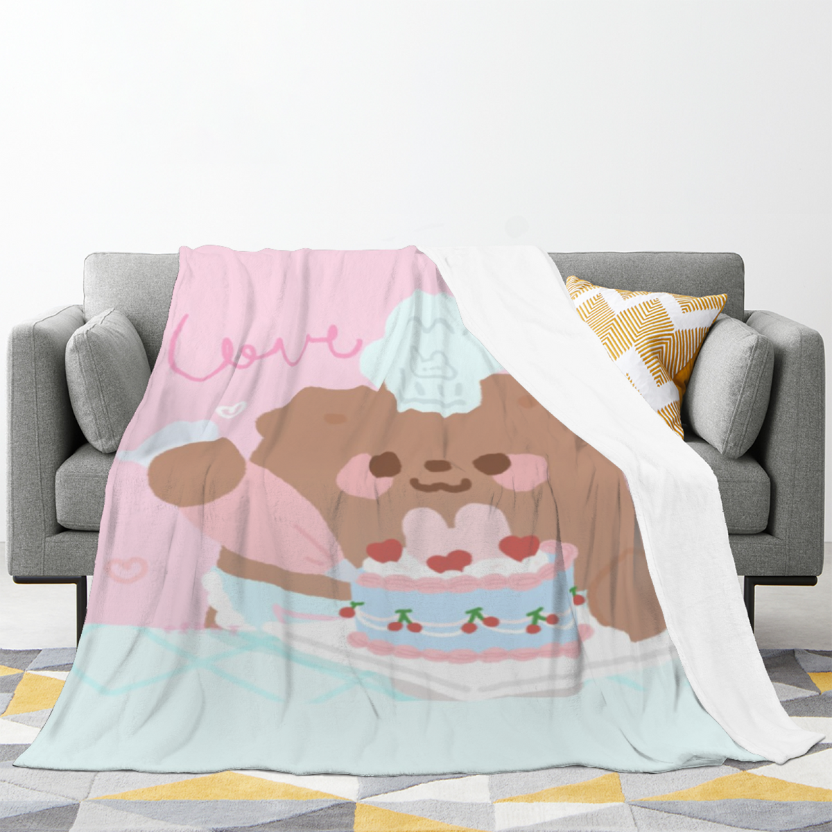 Celestial Sprout Soft Flannel Blanket in Creamy Ivory