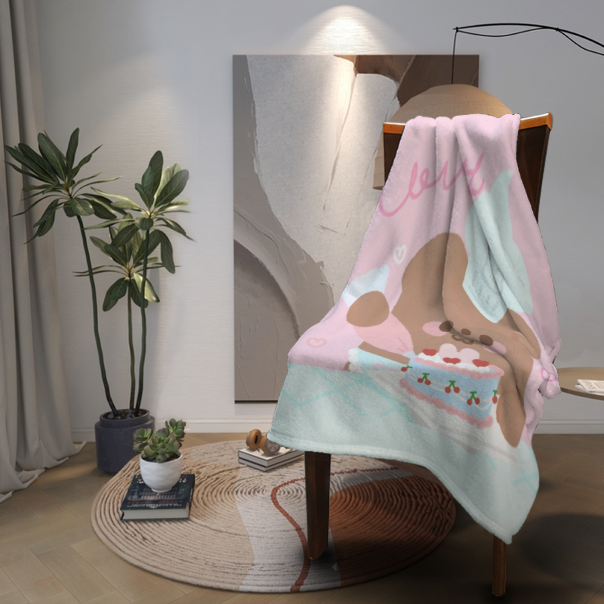 Celestial Sprout Soft Flannel Blanket in Creamy Ivory