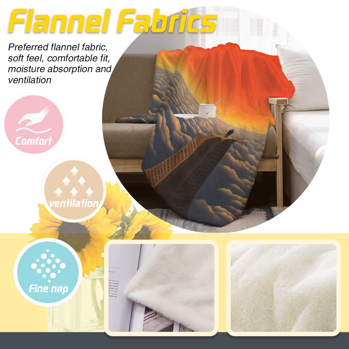 Orchard Sanctuary Inspired Flannel Sofa Throw ¨C Rich Multicolor Palette