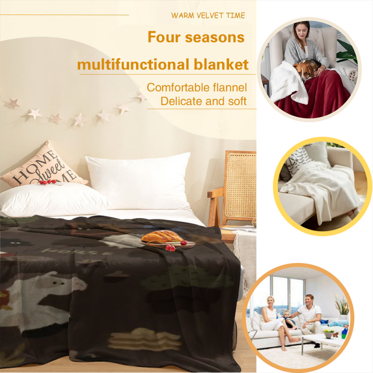 Soft Minimalist All-Season Flannel Blanket ¨C Twilight Daydream Collection