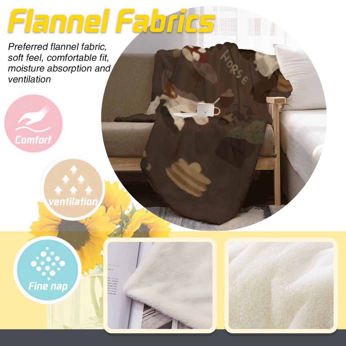 Soft Minimalist All-Season Flannel Blanket ¨C Twilight Daydream Collection