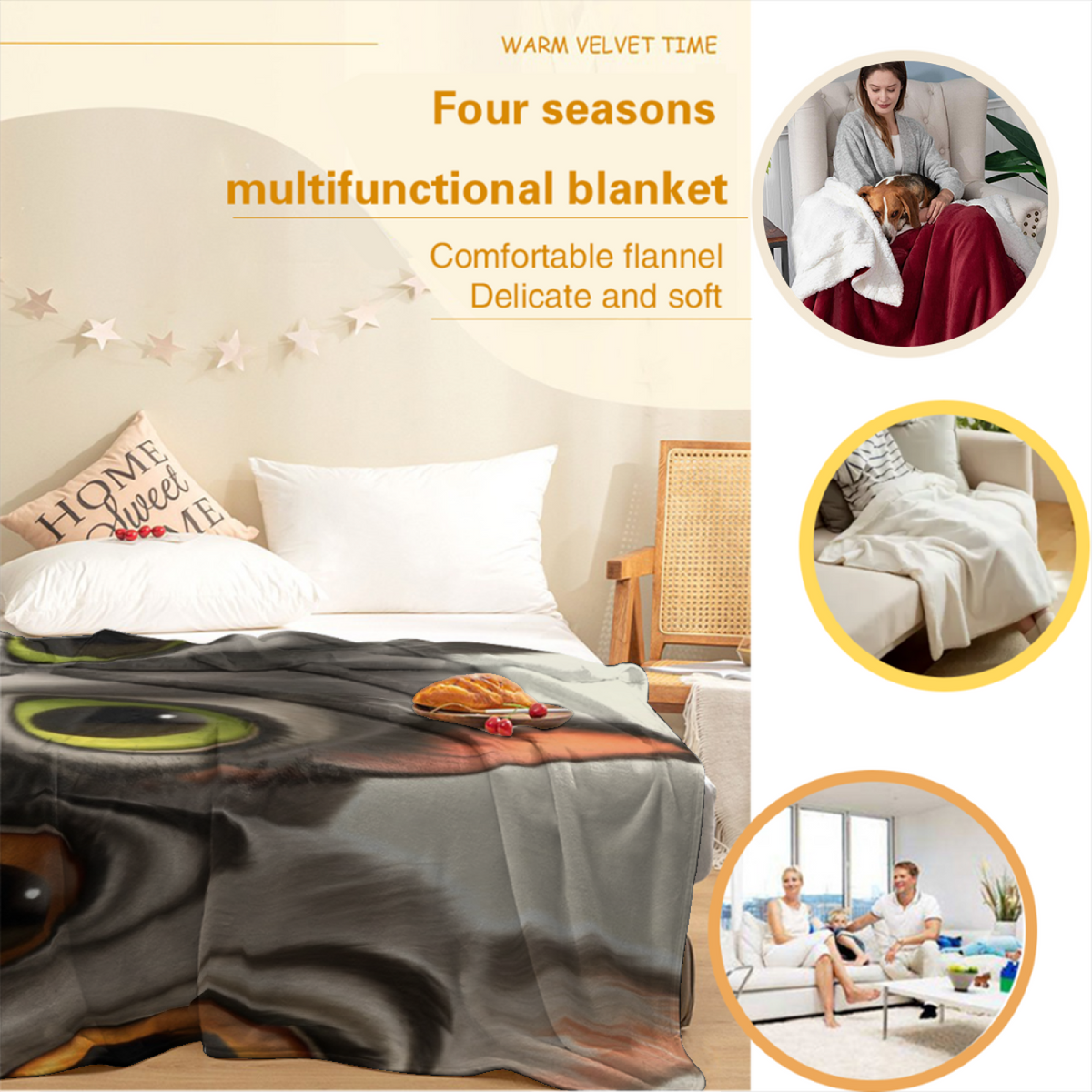 Watercolor Harbor Soft Neutral Art Decorative Flannel Blanket