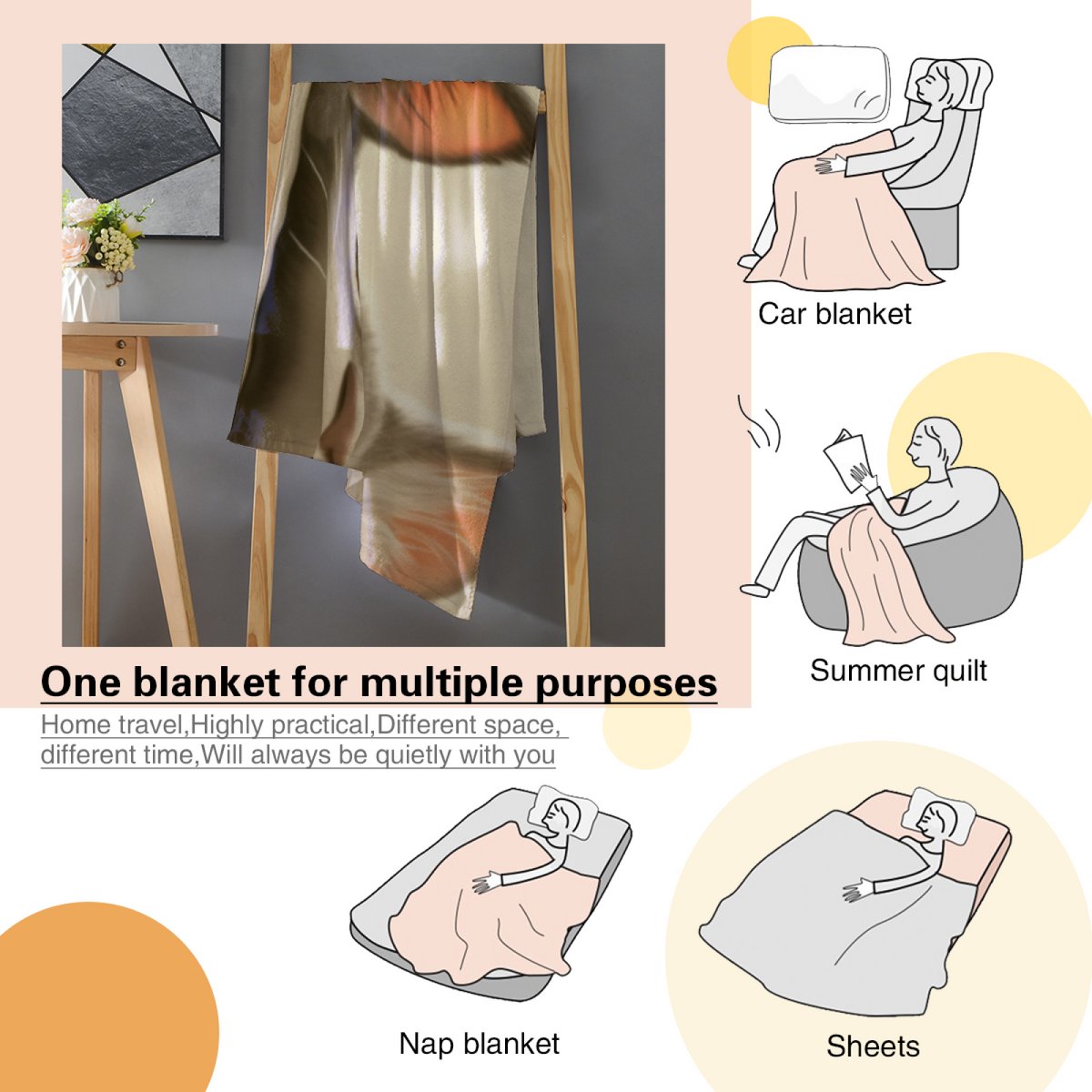 Watercolor Harbor Soft Neutral Art Decorative Flannel Blanket