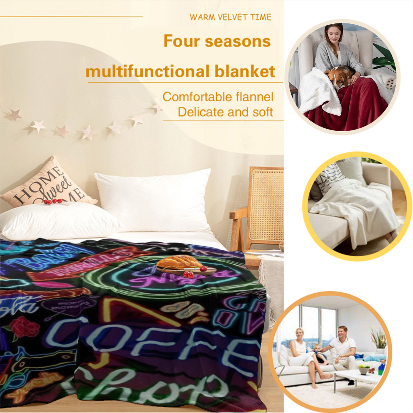 Stylish Modern Throw Blanket ¨C Artistic Decorative Graphic Design