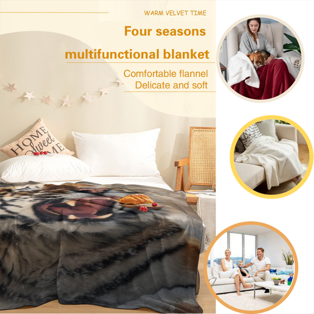 Coastal & Mirage Playful Graphic All-Season Flannel Blanket