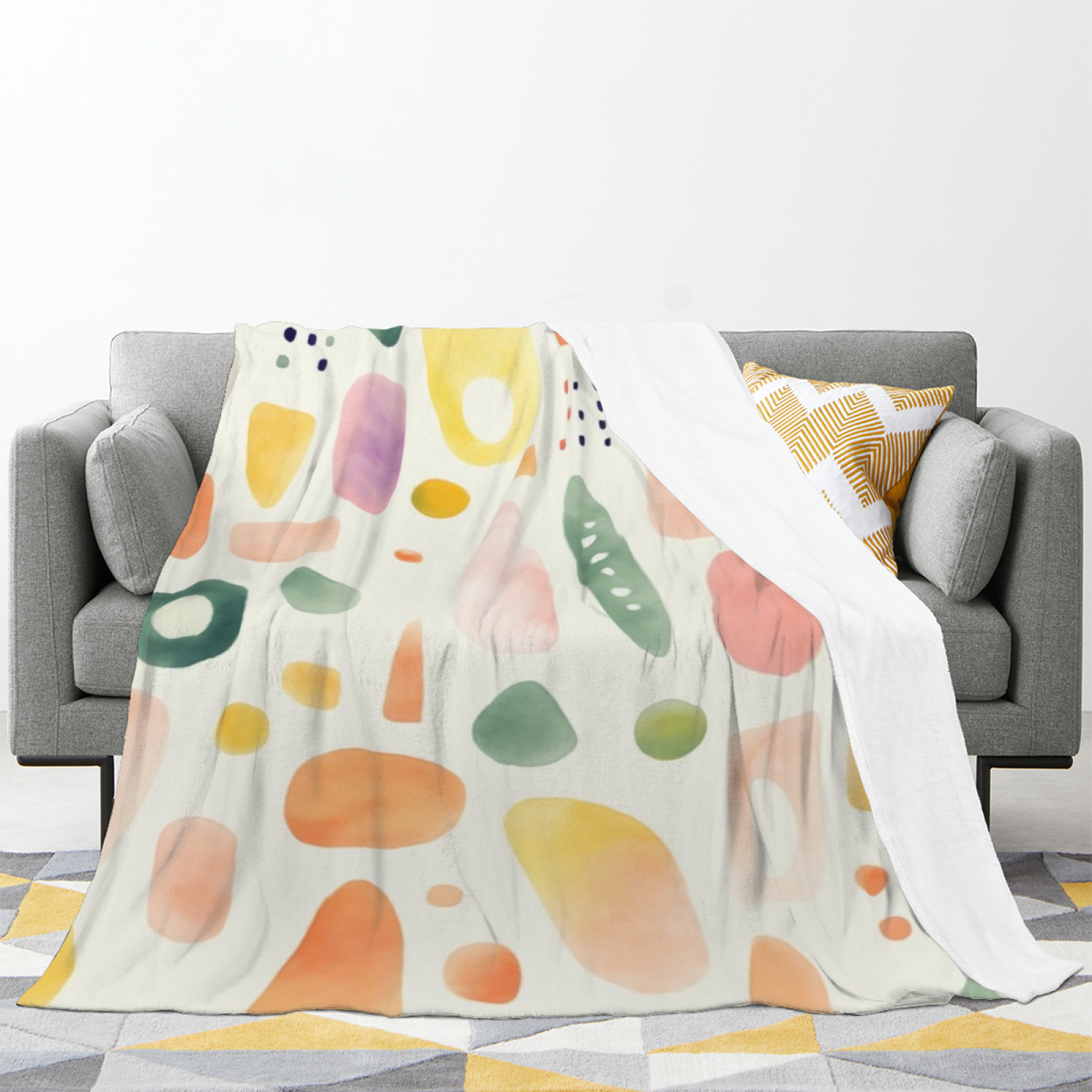 Sunwashed Fern Inspired Flannel Sofa Throw ¨C Earthy Neutral Palette