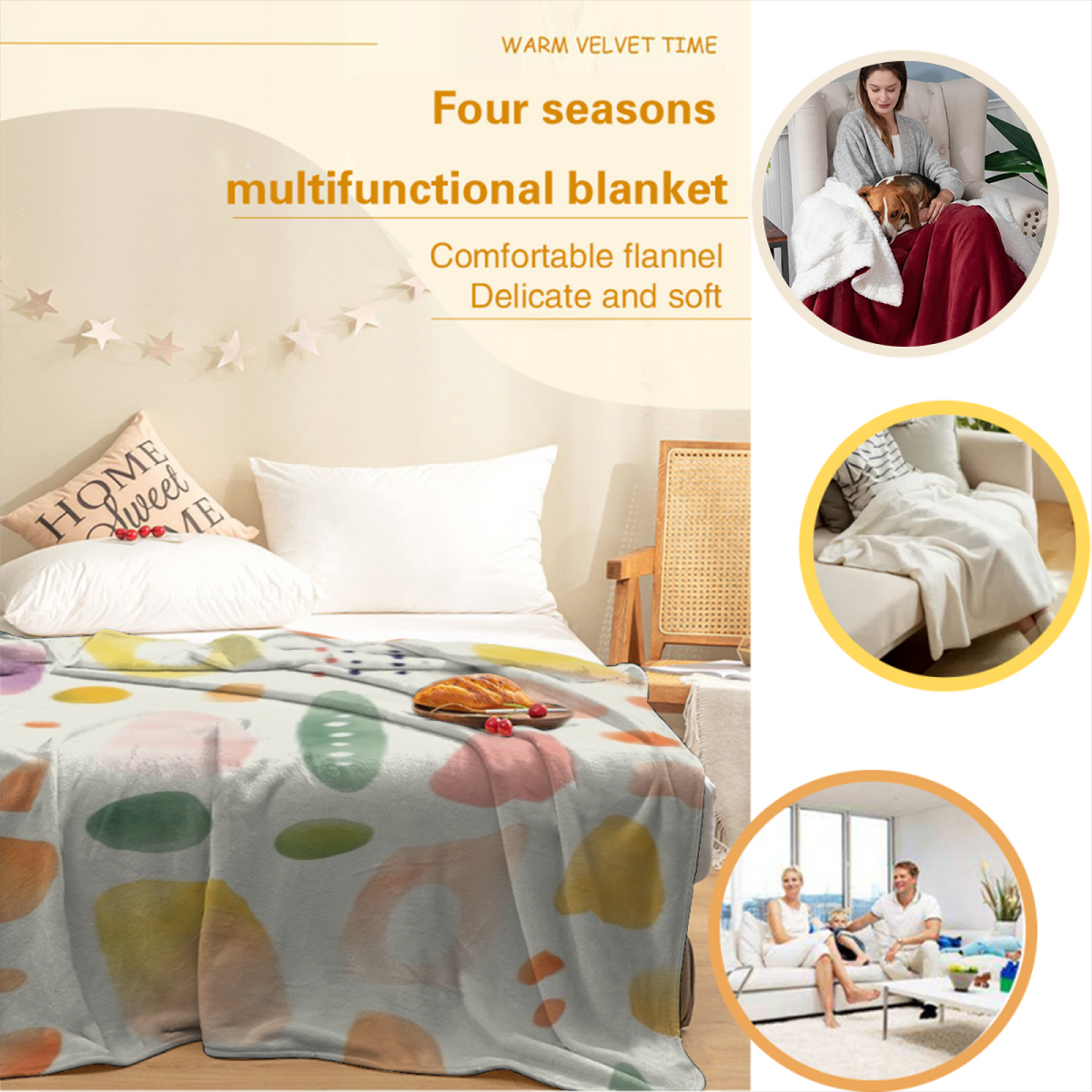 Sunwashed Fern Inspired Flannel Sofa Throw ¨C Earthy Neutral Palette