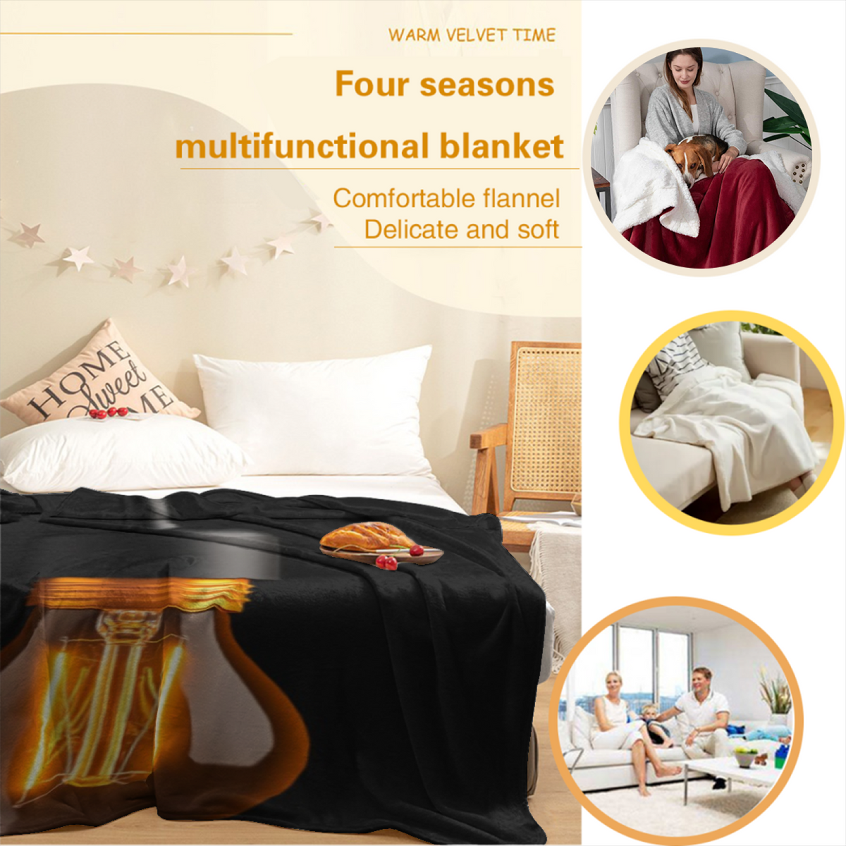 Soft Neutral Whimsical Decor Plush Flannel Throw ¨C Desert Whisper Edition