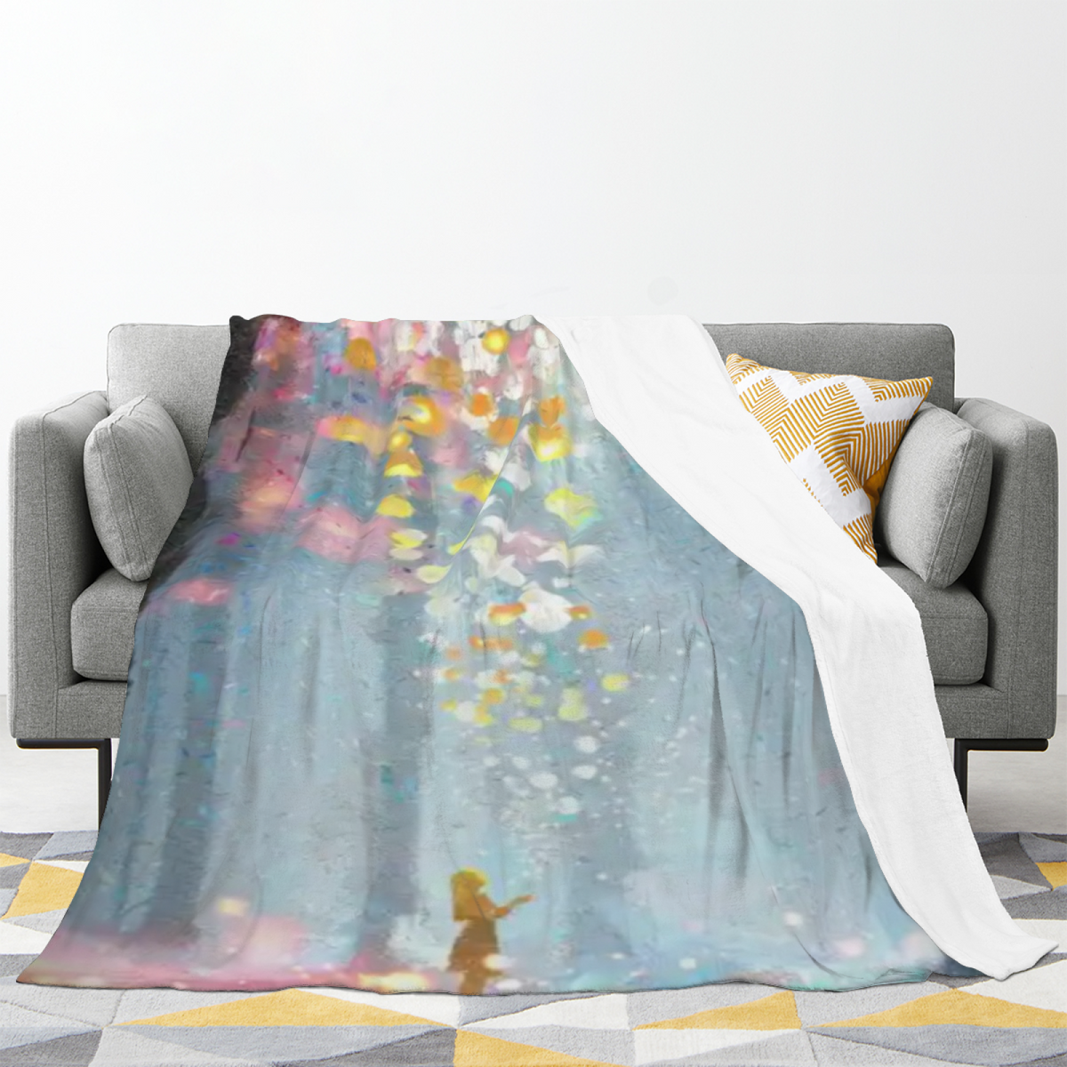 Serene Petal Home Accent Lightweight Flannel Throw ¨C Warm Coral