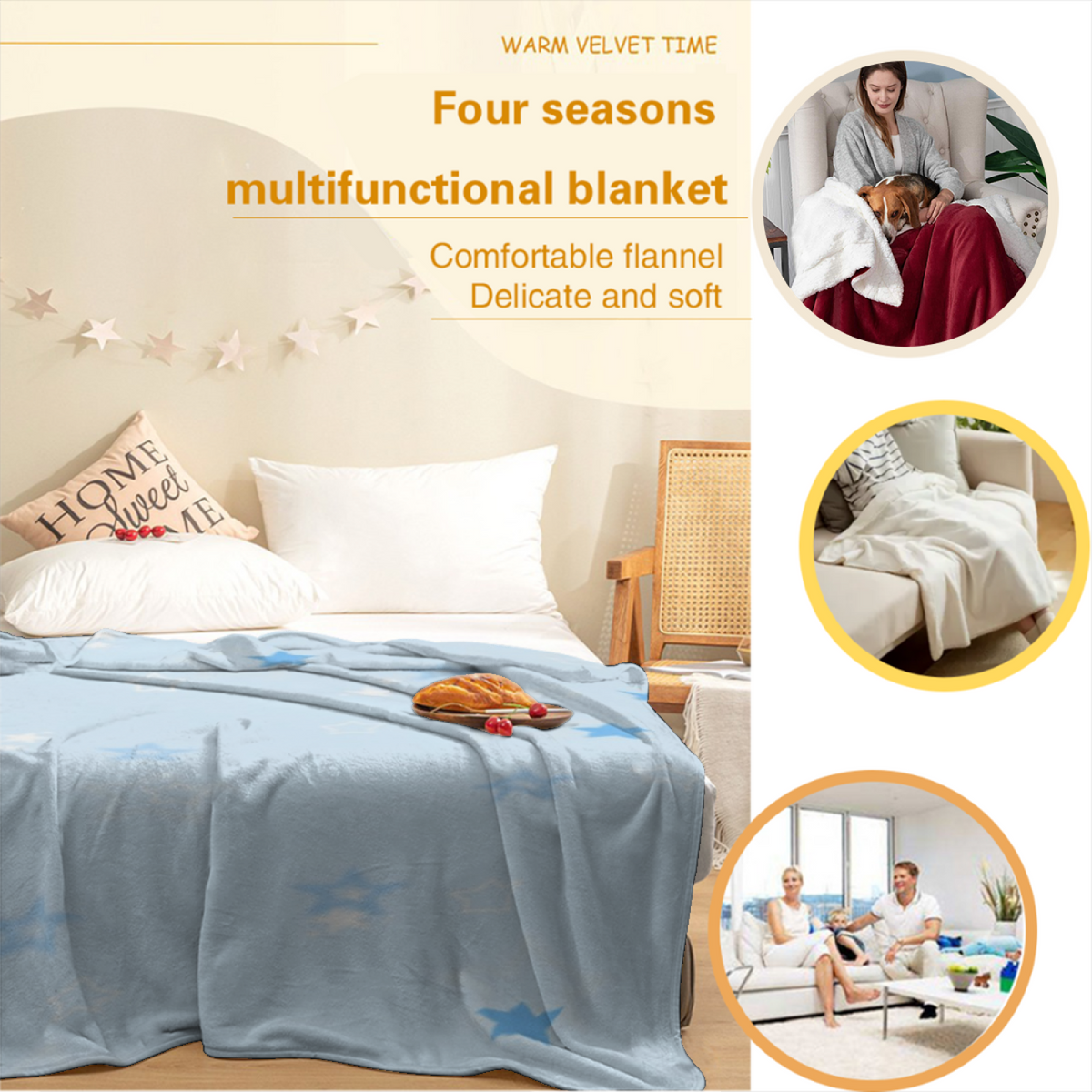 Moonbeam Wonder Soft Flannel Blanket in Creamy Ivory