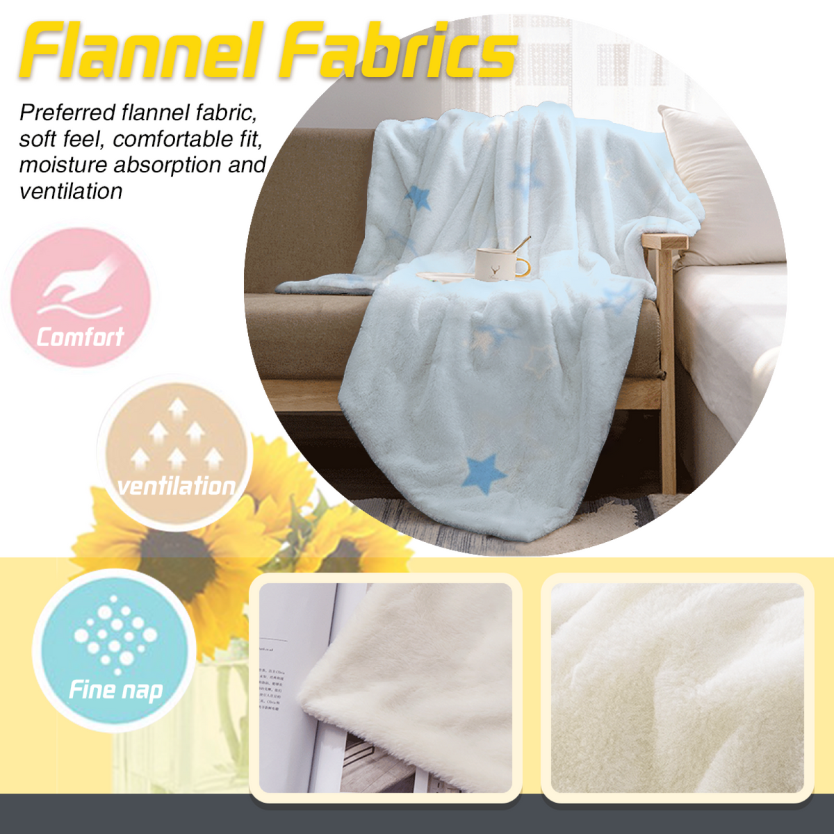Moonbeam Wonder Soft Flannel Blanket in Creamy Ivory