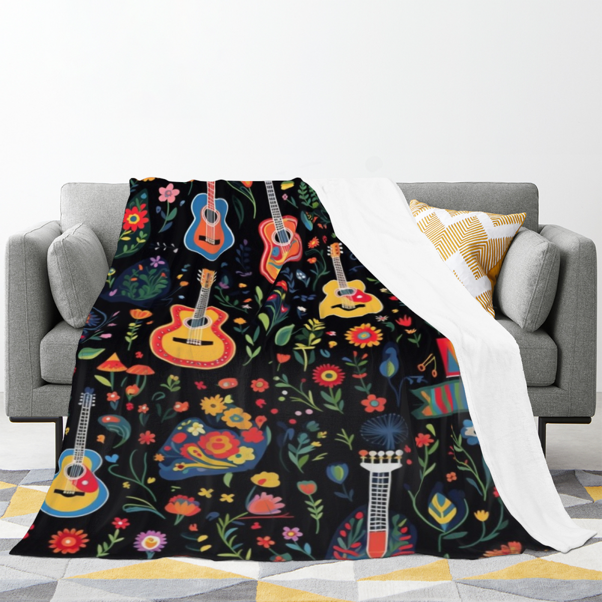 Mossy Carnival Inspired Flannel Sofa Throw ¨C Soft Neutral Palette