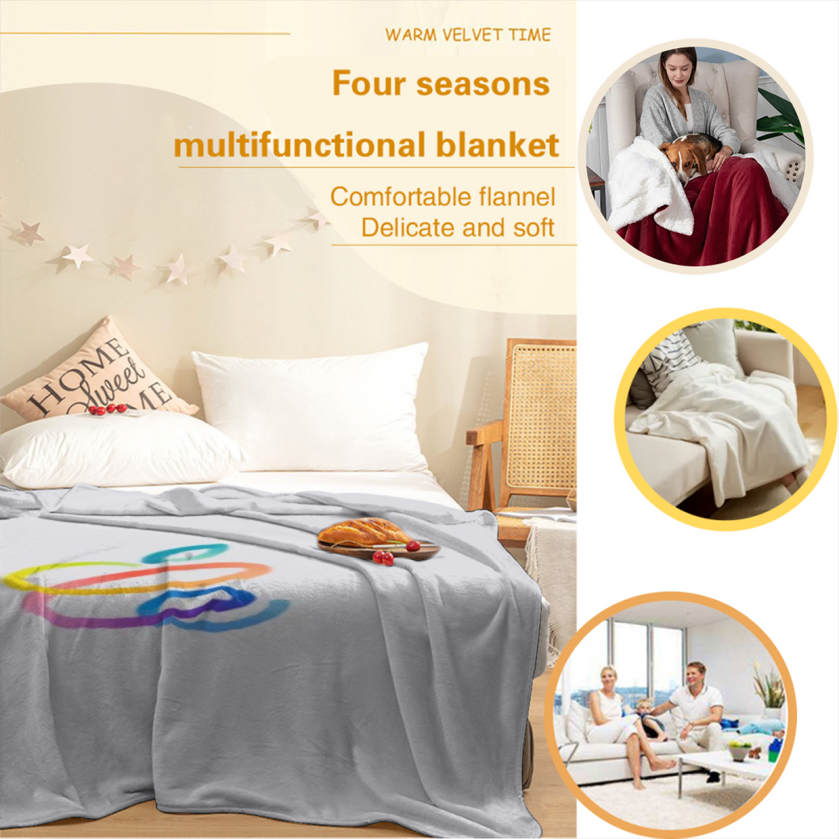 Festival Daydream Pastel Multicolor Modern Art Decorative Flannel Blanket