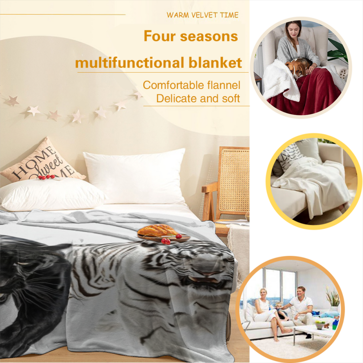 Mossy Horizon Home Accent Soft Flannel Blanket ¨C Warm Coral