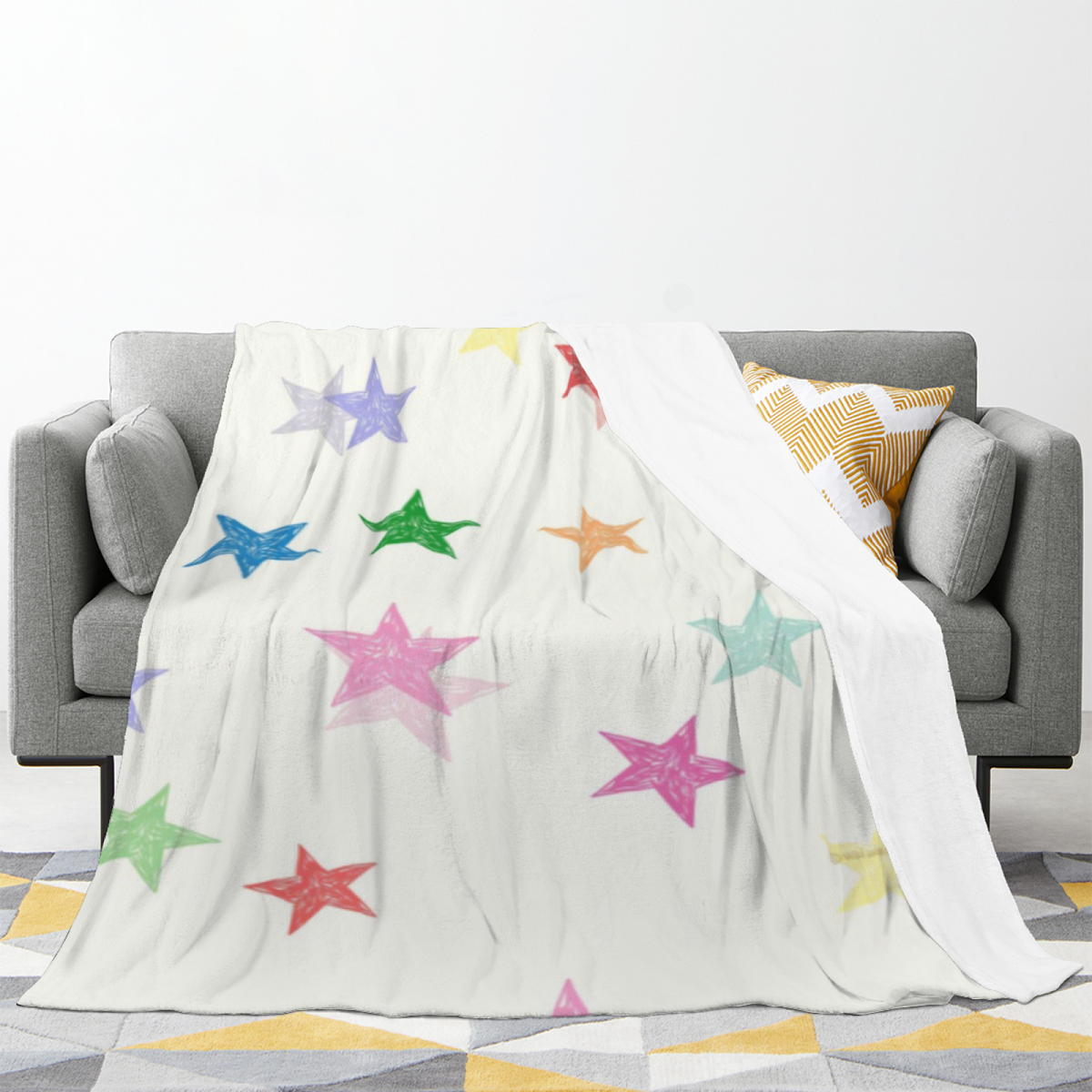 Golden Petal Ivory Art Flannel Throw Blanket