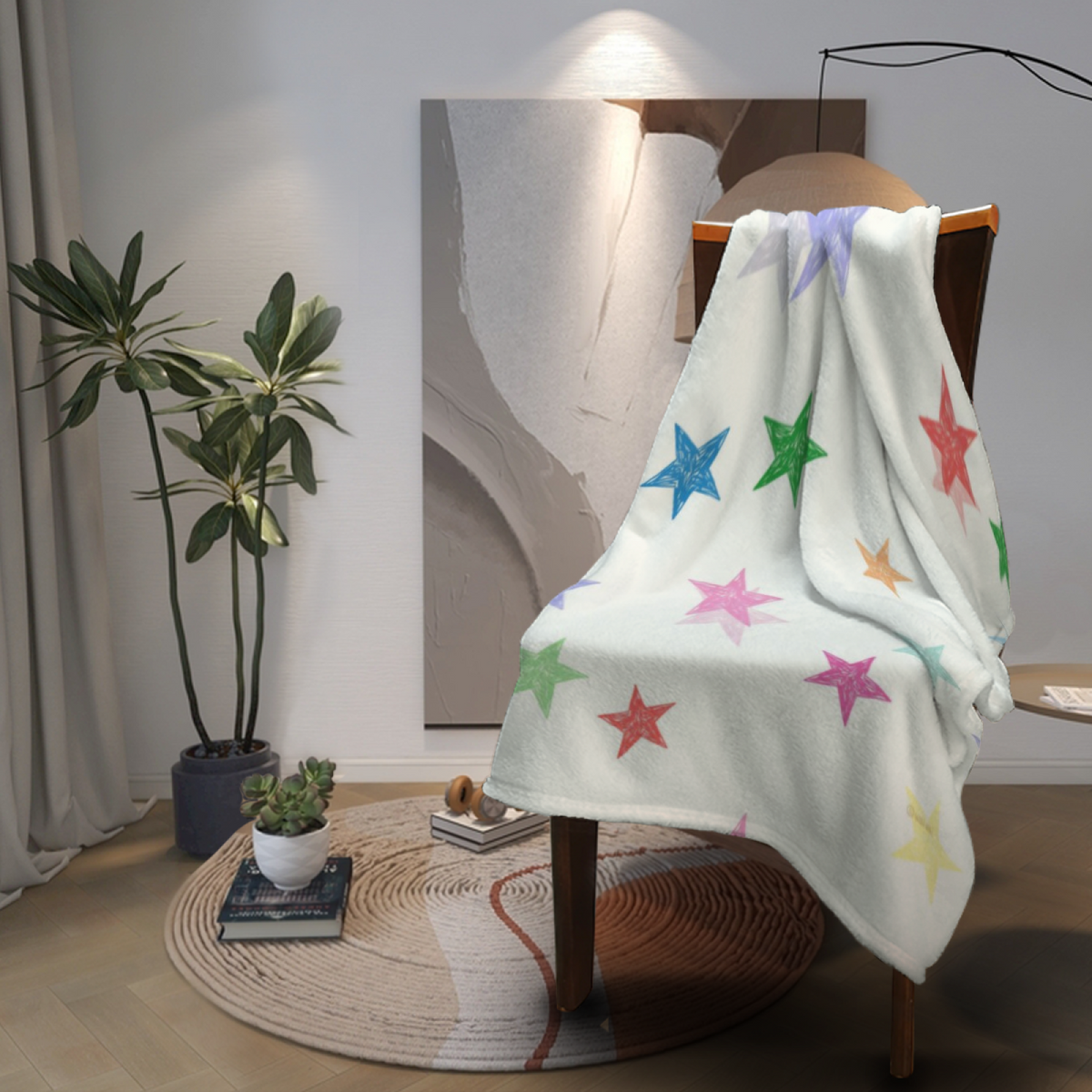 Golden Petal Ivory Art Flannel Throw Blanket