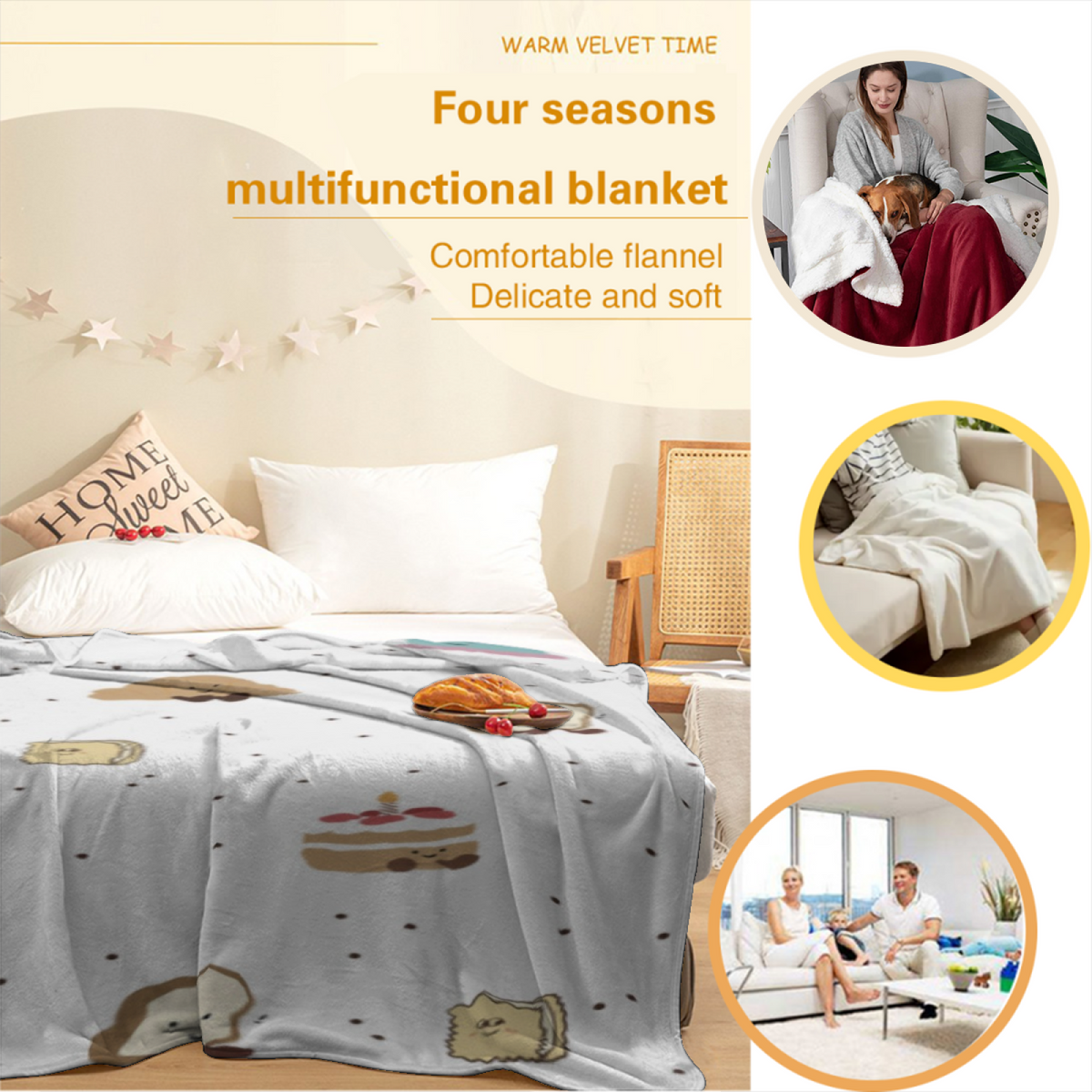 Soft Minimalist Plush Flannel Throw ¨C Moonbeam Arbor Collection
