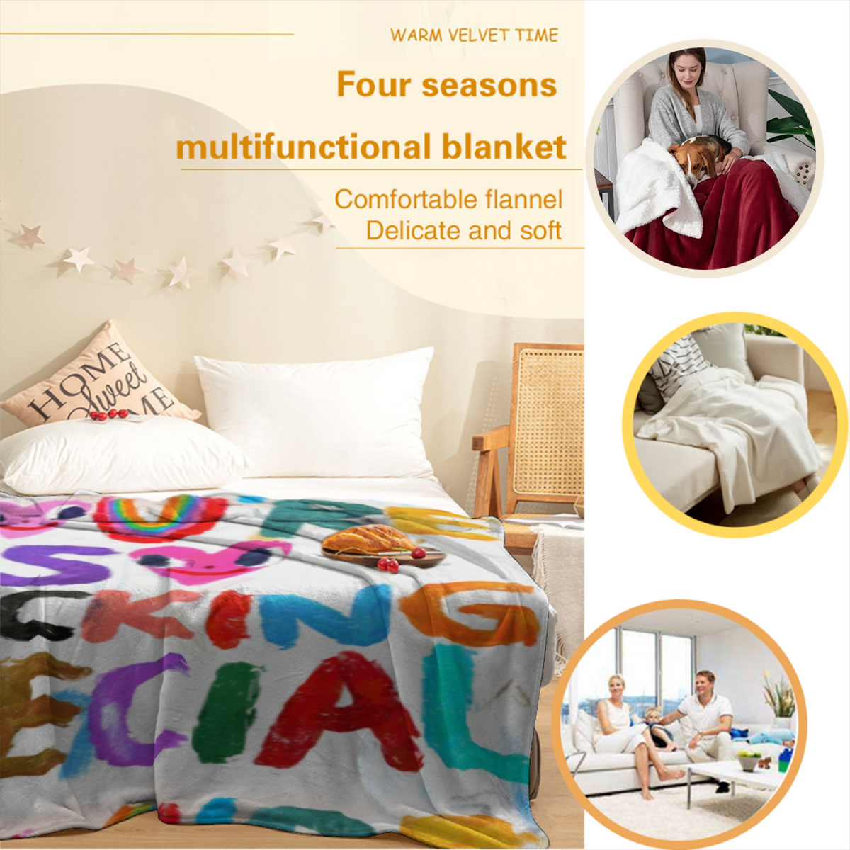 Radiant Nectar Home Accent Soft Flannel Blanket ¨C Creamy Ivory