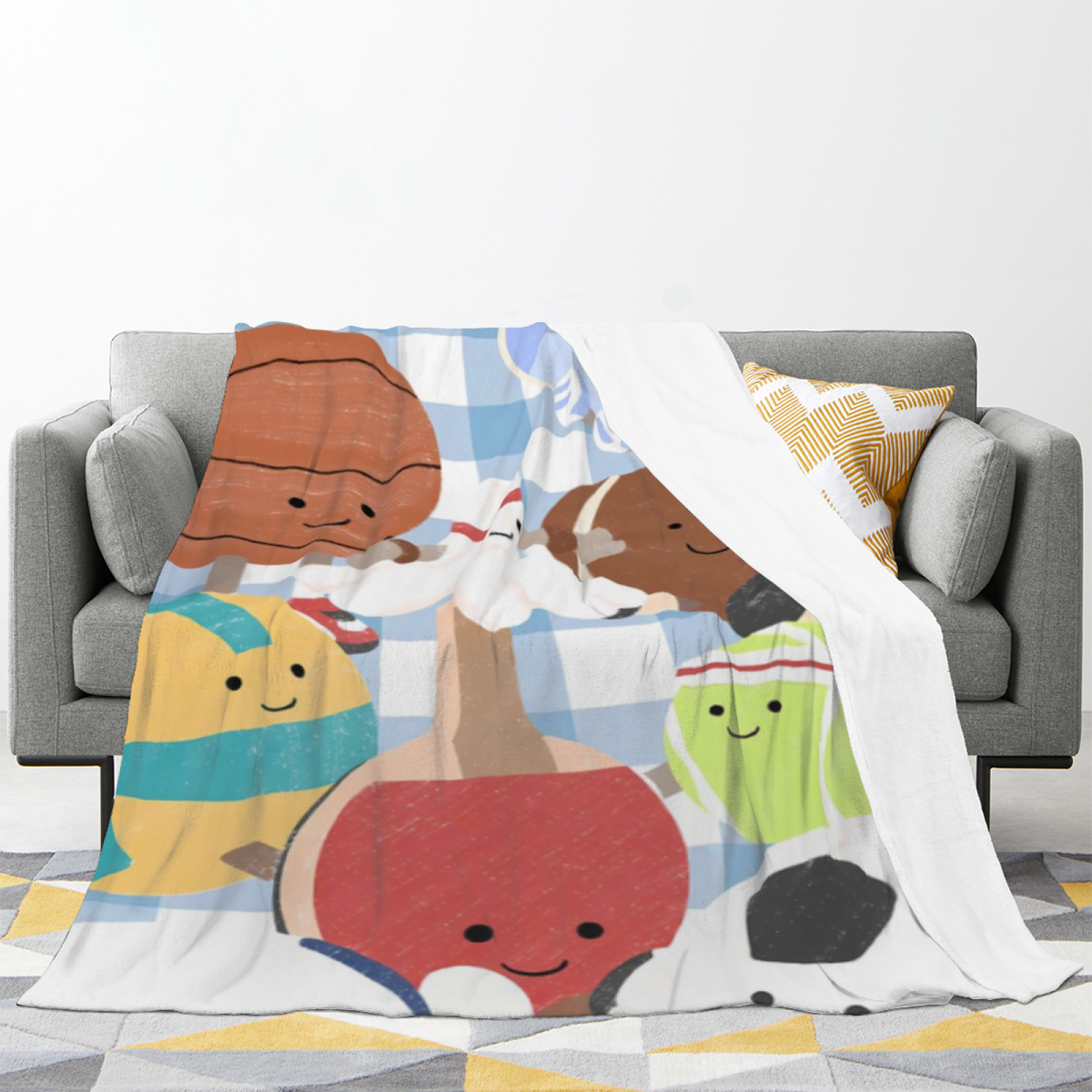 Seaside Sonnet Inspired Cozy Flannel Bed Blanket ¨C Pastel Multicolor Palette