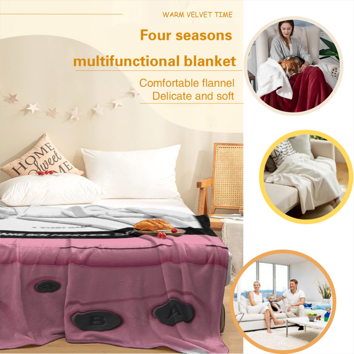 Aurora Treasure Inspired Cozy Flannel Bed Blanket ¨C Earthy Neutral Palette