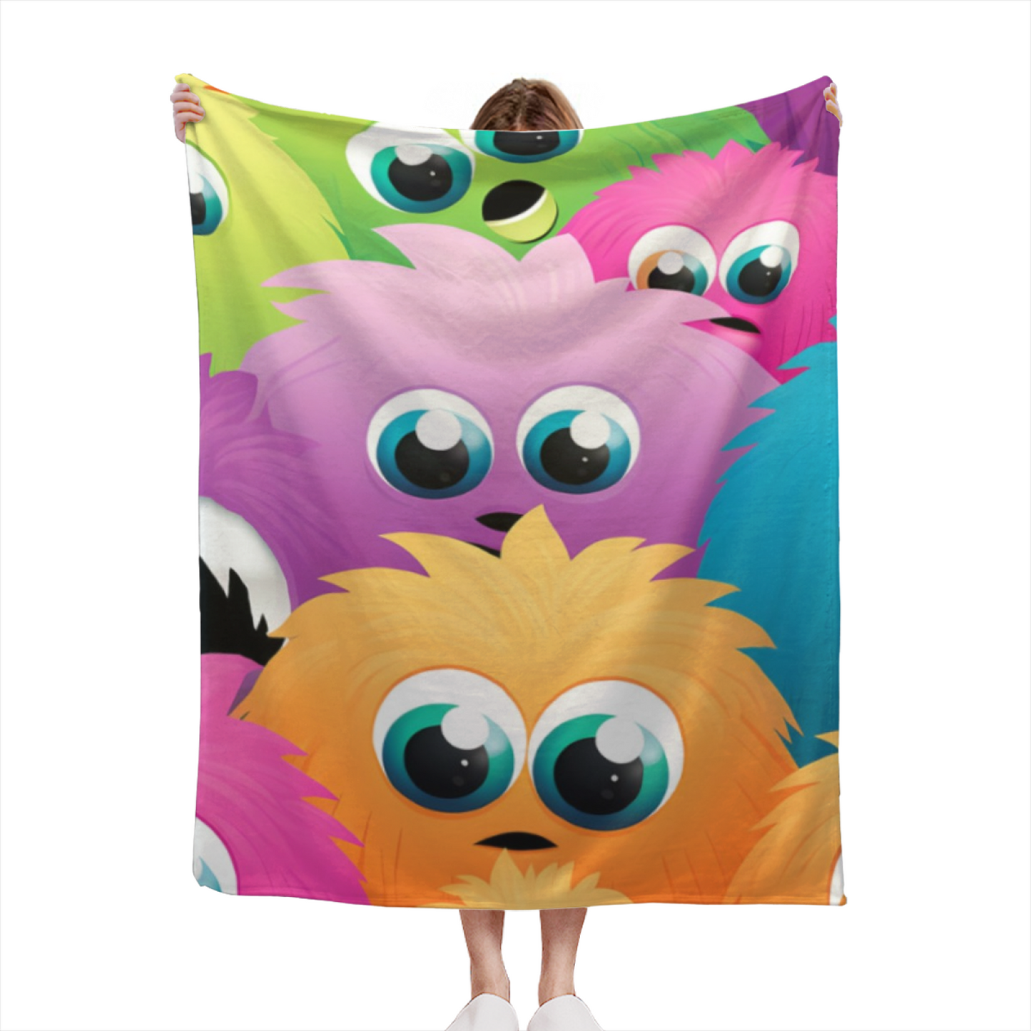 Colorful Cute Monster Character Throw Blanket ¨C Fun Cartoon Design Cozy Home Blanket
