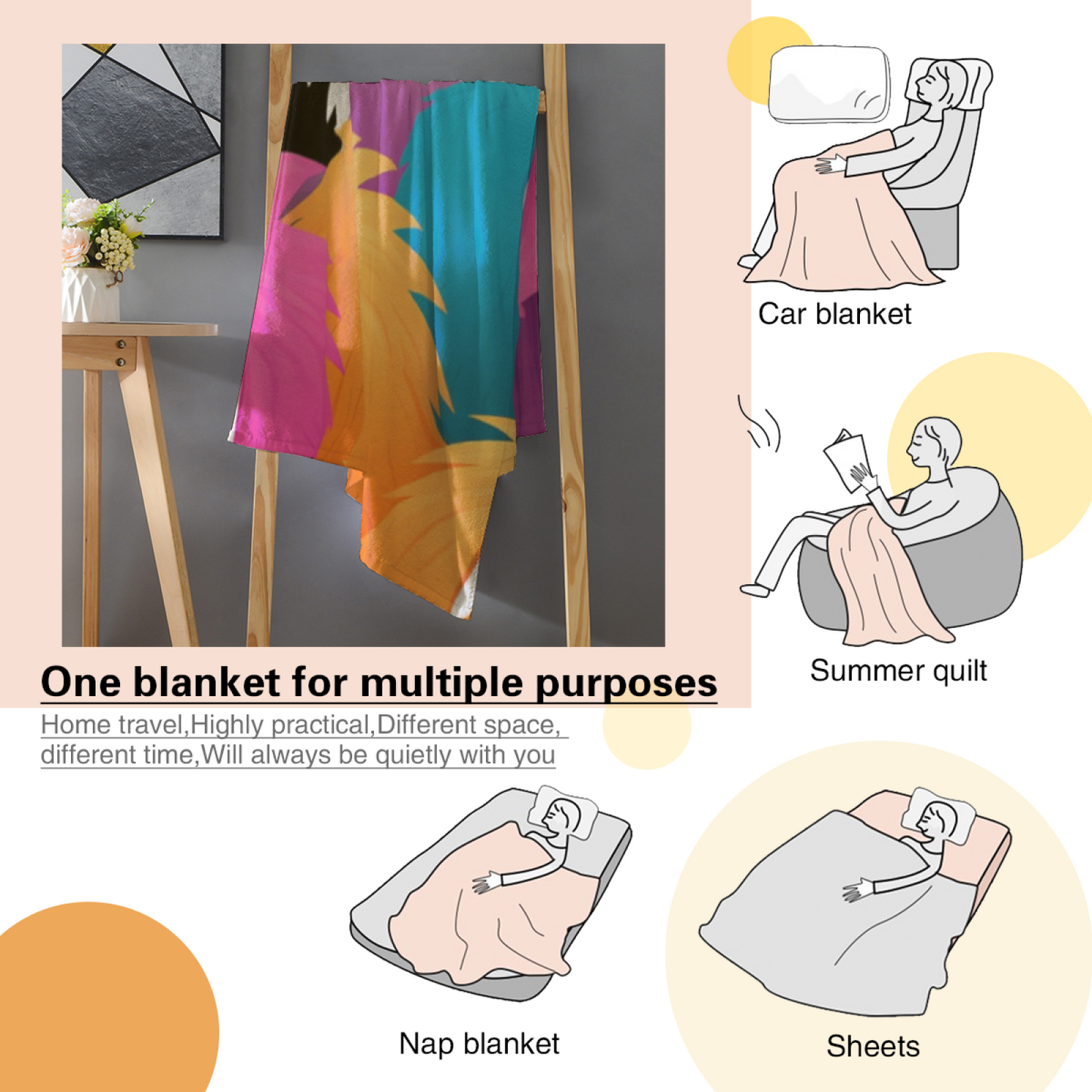 Colorful Cute Monster Character Throw Blanket ¨C Fun Cartoon Design Cozy Home Blanket