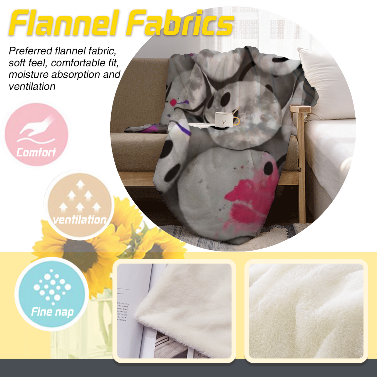 Pastel Multicolor Whimsical Decor Plush Flannel Throw ¨C Radiant Sonnet Edition