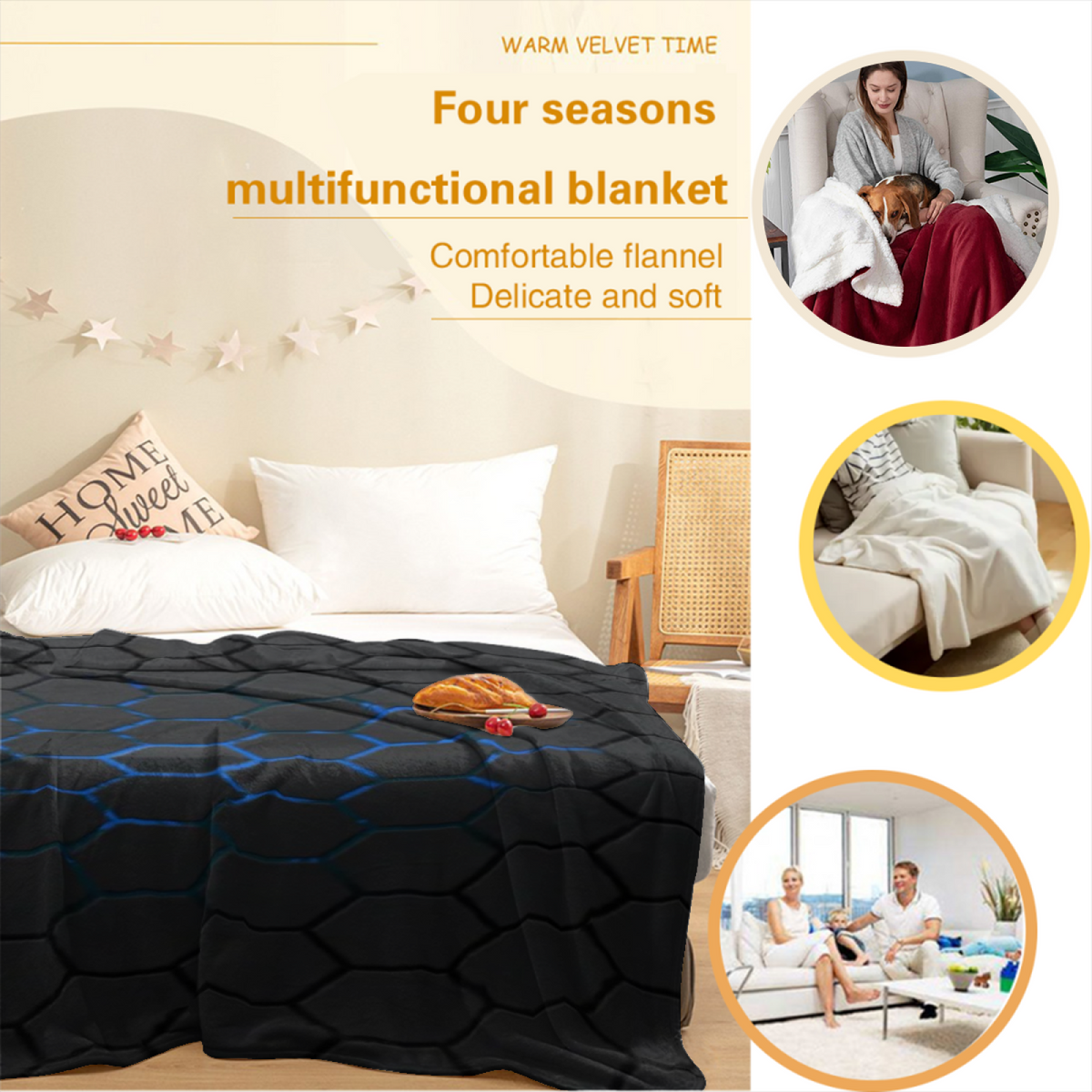 Pastel Multicolor Whimsical Decor All-Season Flannel Blanket ¨C Watercolor Orchard Edition