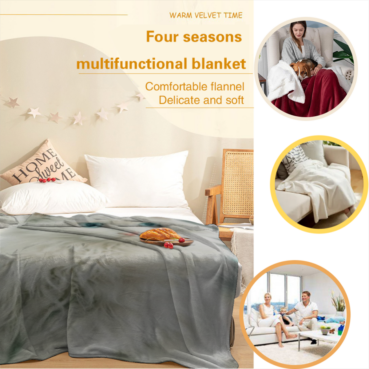 Twilight Ripple Inspired Cozy Flannel Bed Blanket ¨C Earthy Neutral Palette