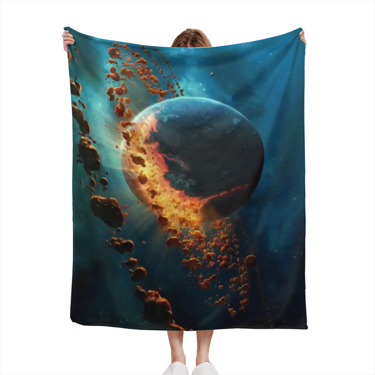 Luminous & Atlas Playful Graphic Plush Flannel Throw
