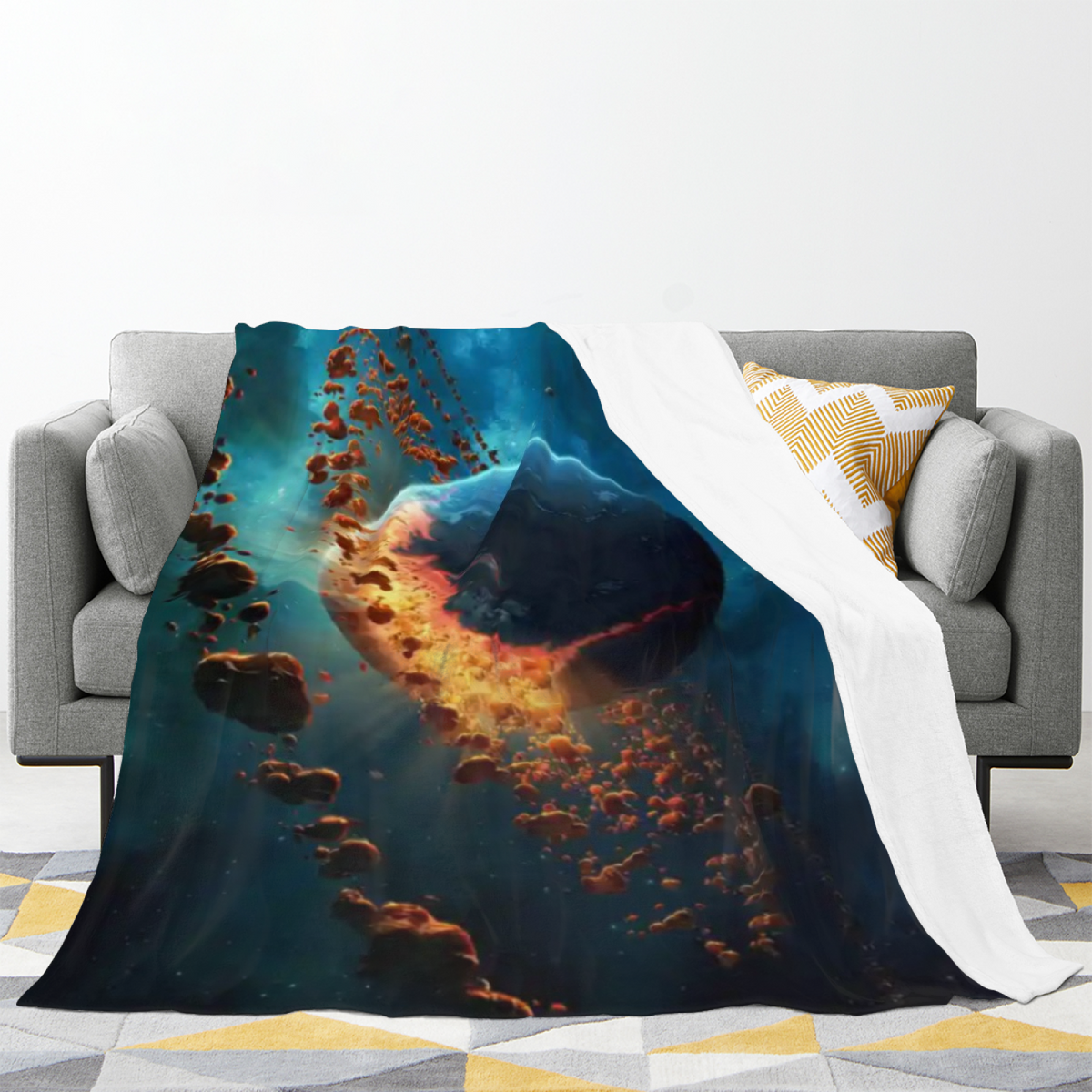 Luminous & Atlas Playful Graphic Plush Flannel Throw