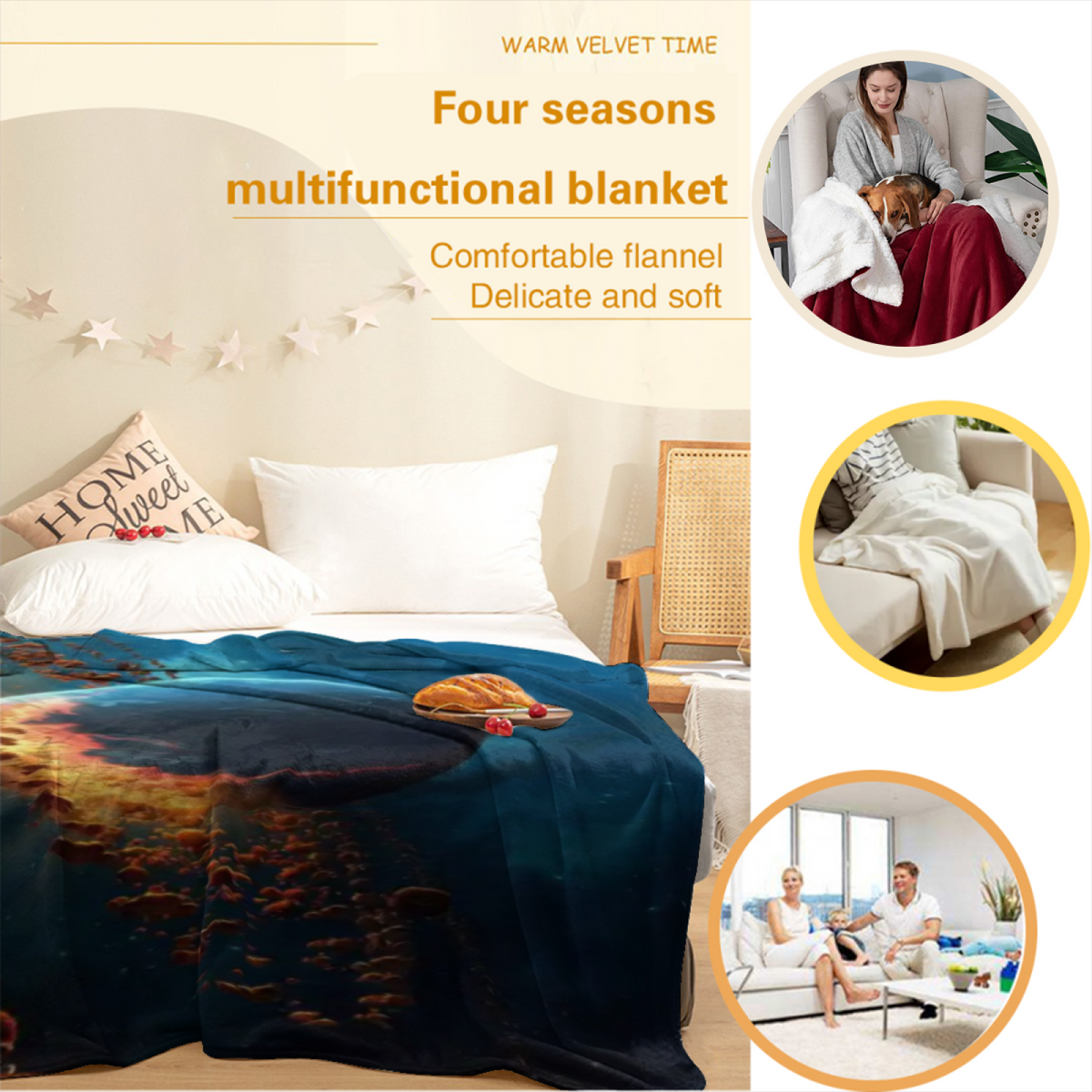 Luminous & Atlas Playful Graphic Plush Flannel Throw