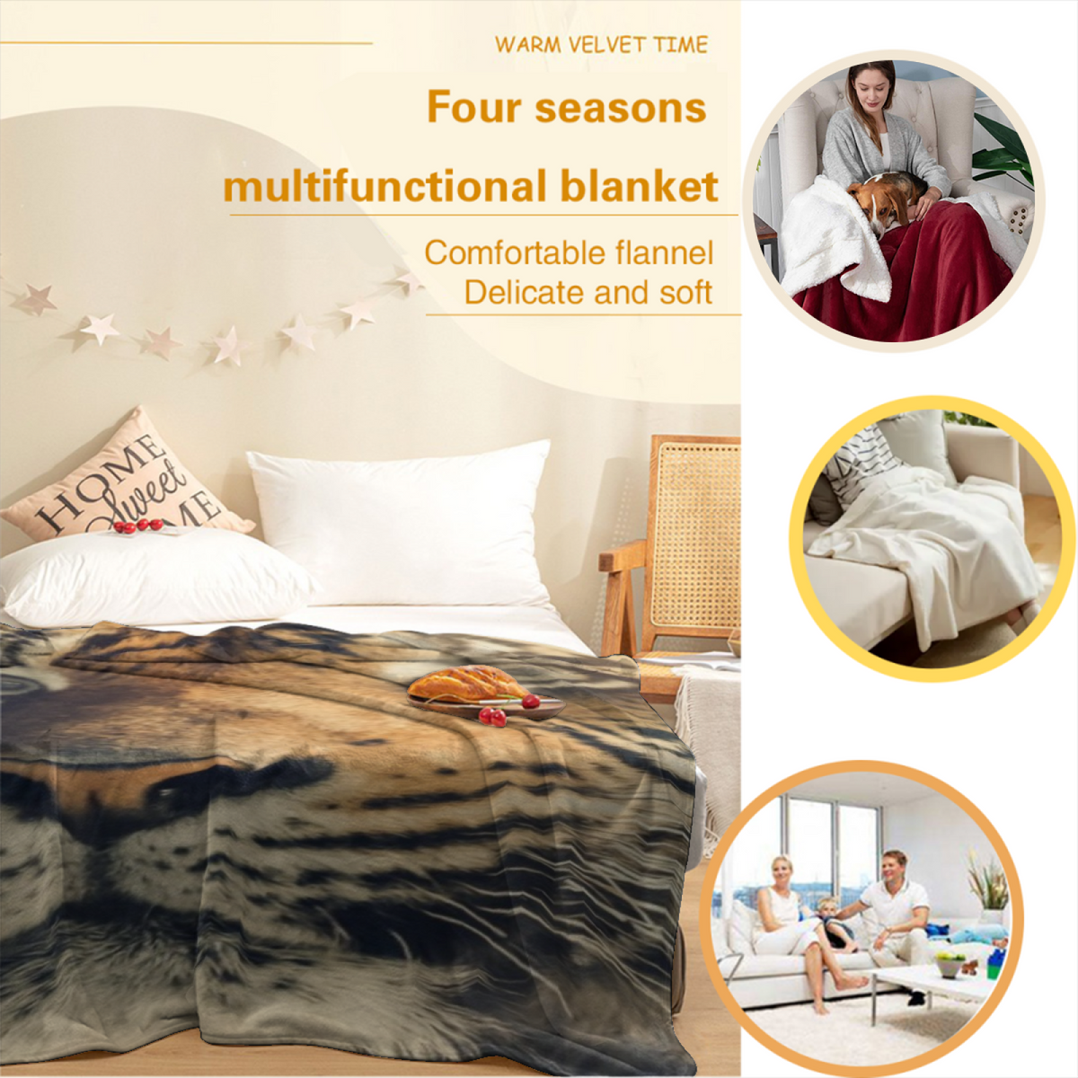 Soft Neutral Blush Horizon Lightweight Flannel Throw