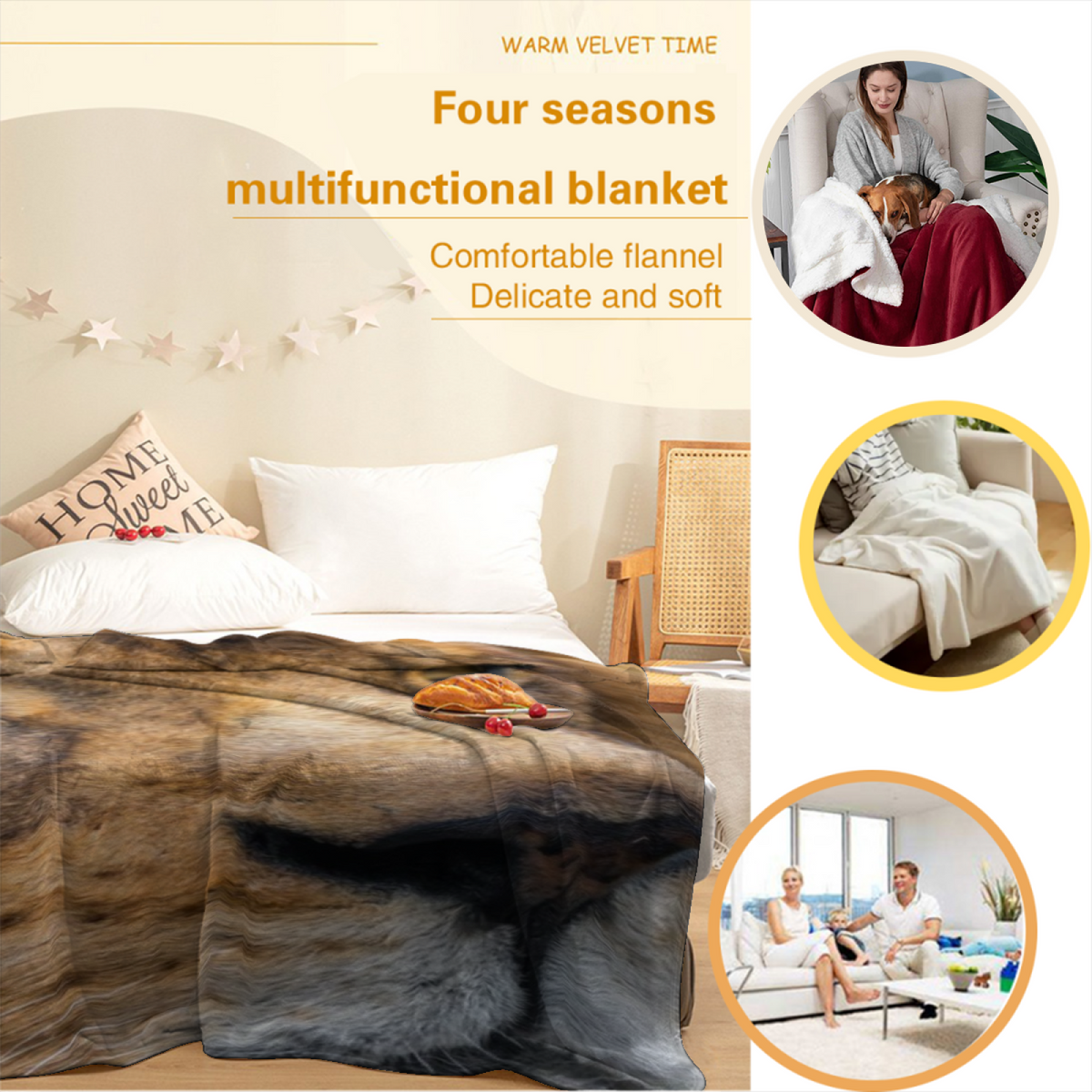 Cedar Glow Earthy Multicolor Modern Cozy Flannel Bed Blanket