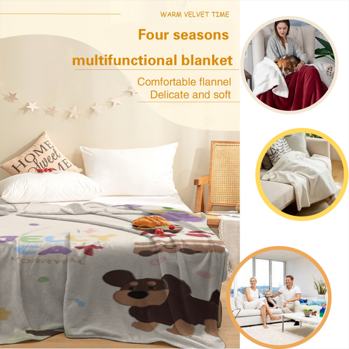 Soft Minimalist All-Season Flannel Blanket ¨C Desert Treasure Collection
