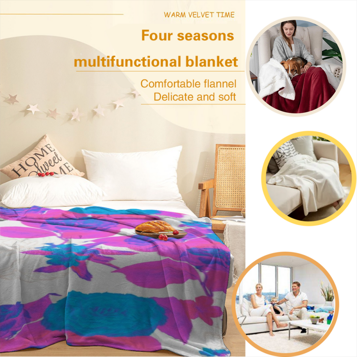 Pastel Multicolor Riverstone Picnic Lightweight Flannel Throw ¨C Contemporary Pattern