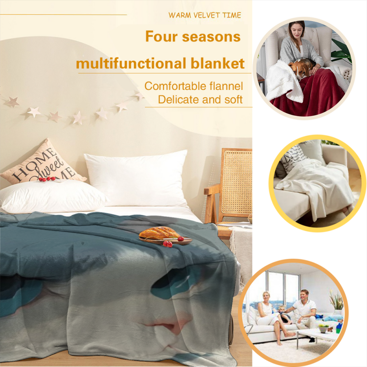 Earthy Neutral Twilight Flora Soft Flannel Blanket ¨C Contemporary Pattern