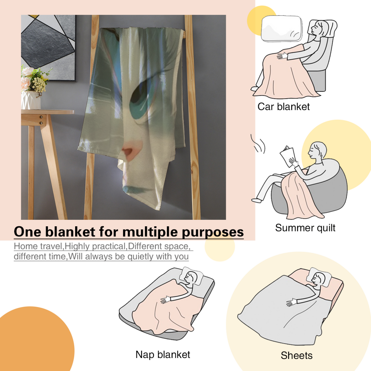 Earthy Neutral Twilight Flora Soft Flannel Blanket ¨C Contemporary Pattern