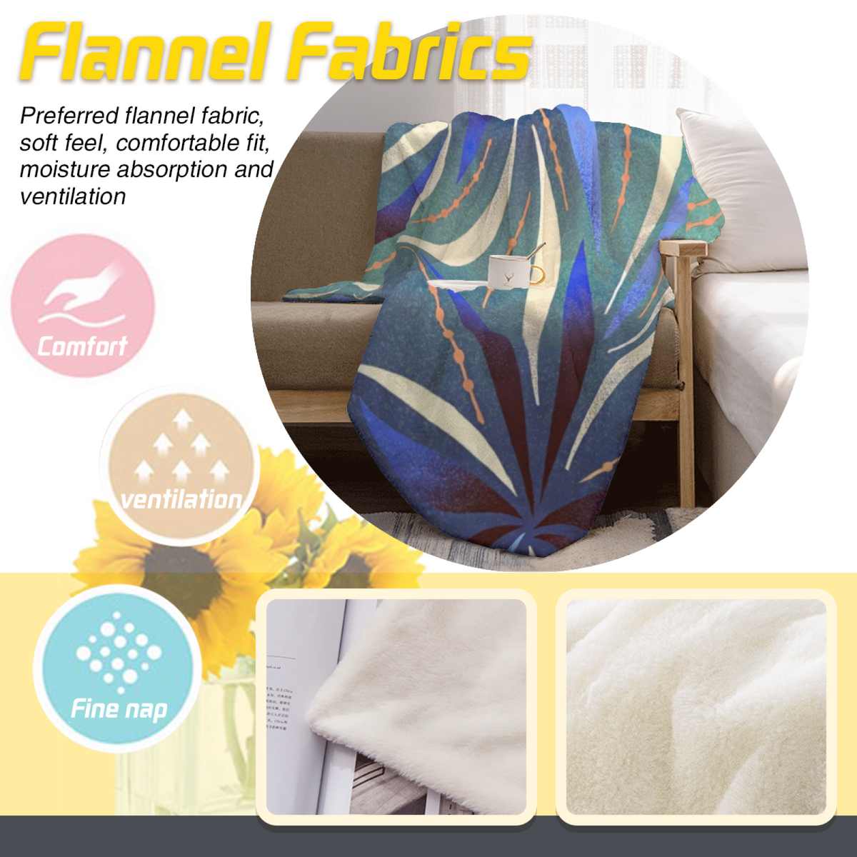 Earthy Neutral Gilded Meadow Soft Flannel Blanket ¨C Contemporary Pattern