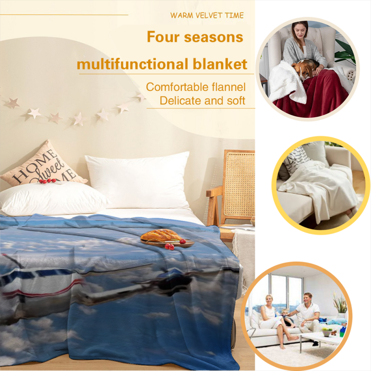 Pastel Multicolor Whimsical Decor All-Season Flannel Blanket ¨C Prairie Meadow Edition