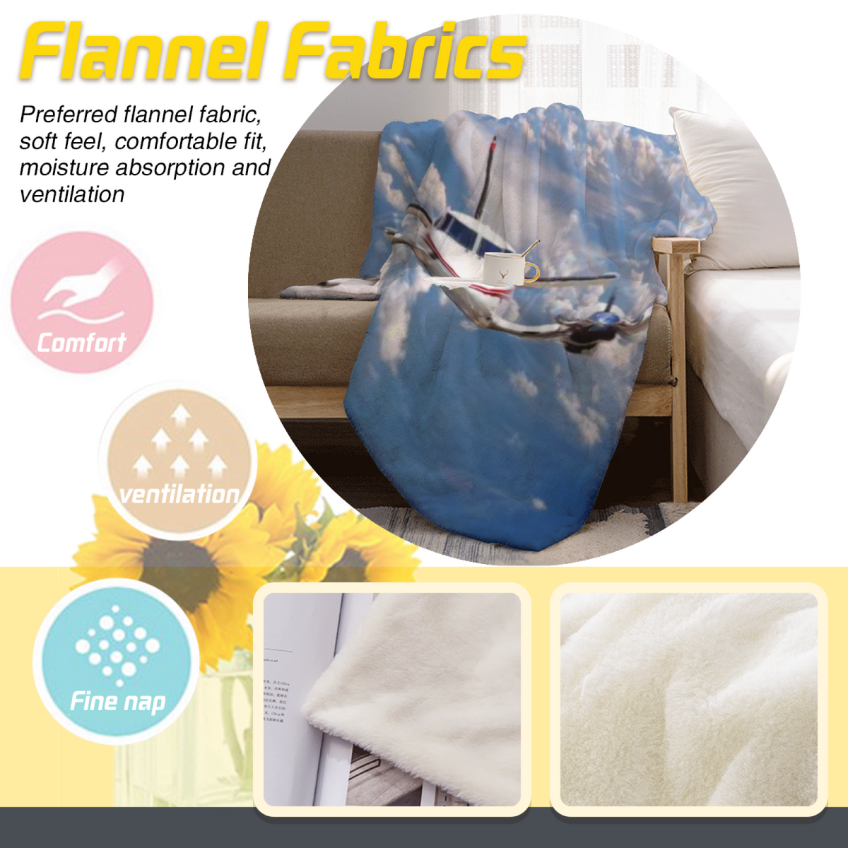 Pastel Multicolor Whimsical Decor All-Season Flannel Blanket ¨C Prairie Meadow Edition