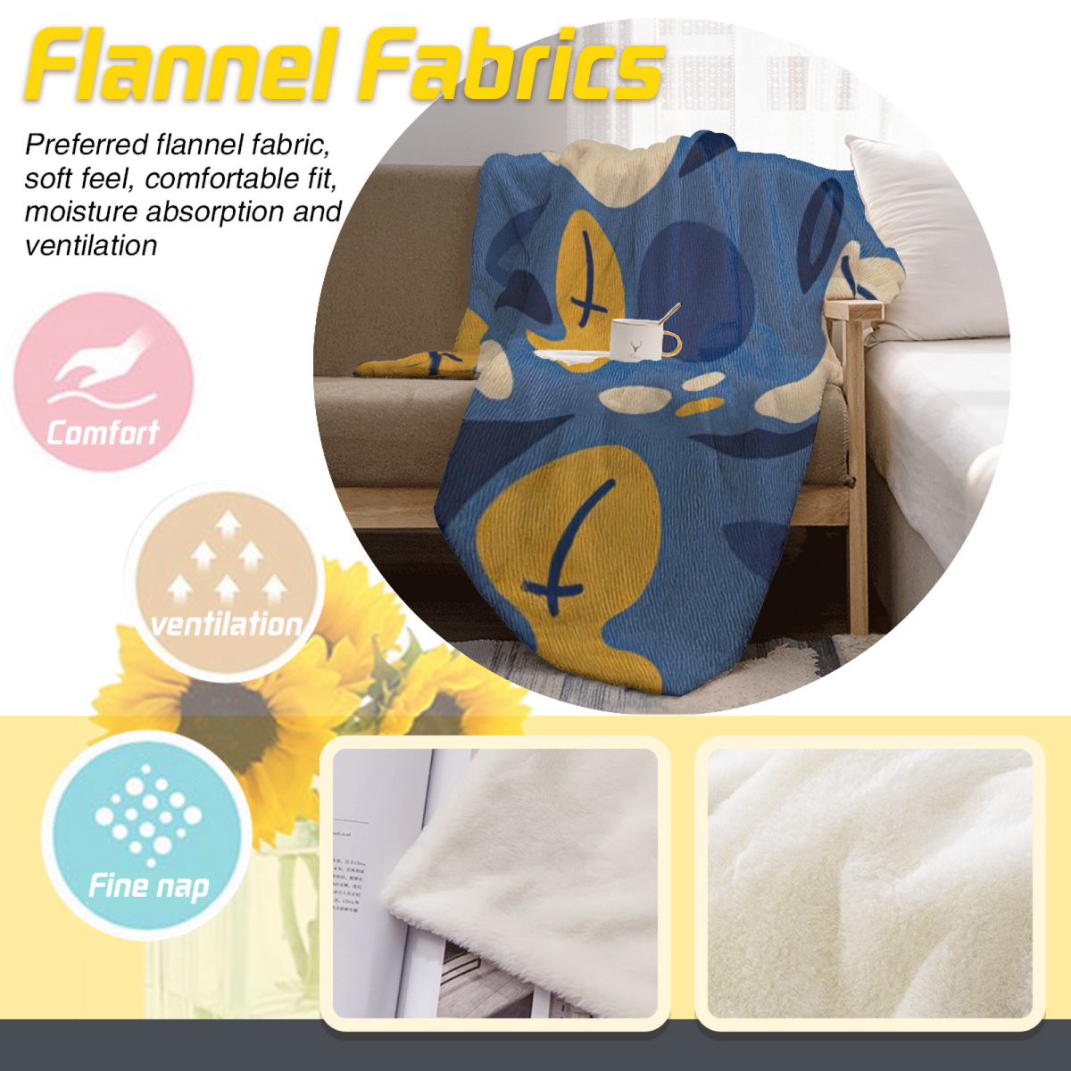 Flannel Throw Blanket with Heather Picnic Cozy Cottage Artwork