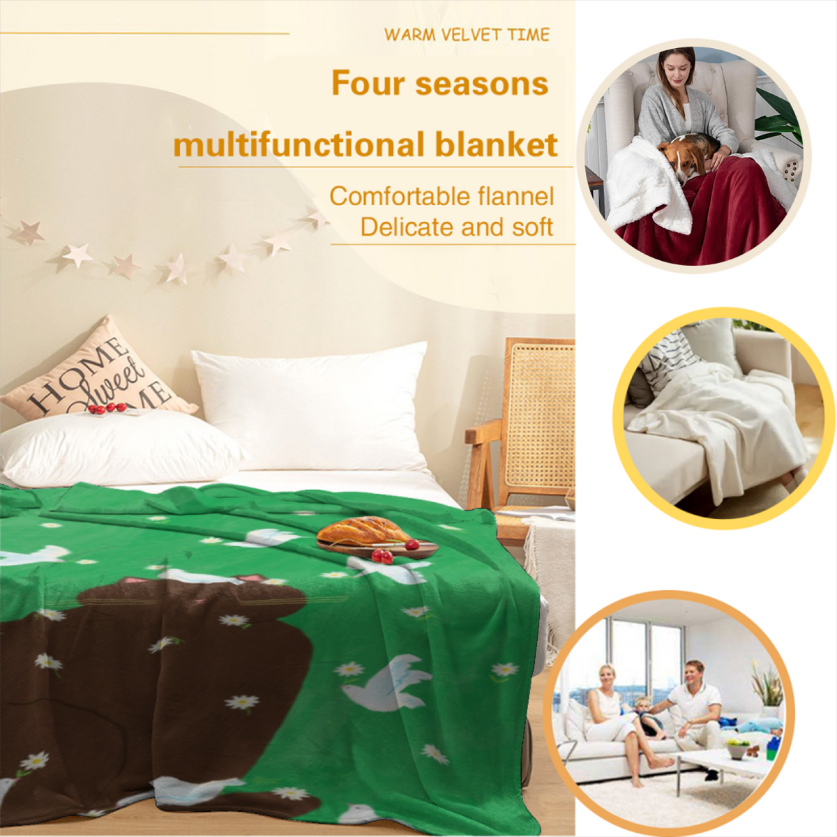 Rustic Mirage Pastel Multicolor Modern Art Flannel Throw Blanket
