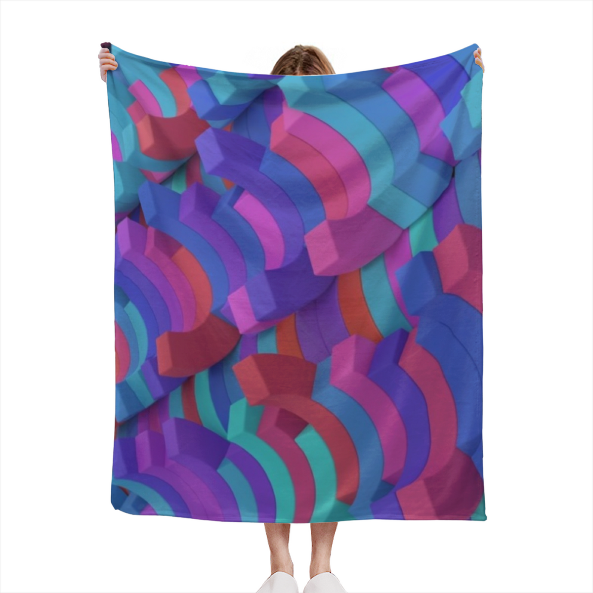 Bohemian Ocean Blue Blush Reverie Lightweight Flannel Throw